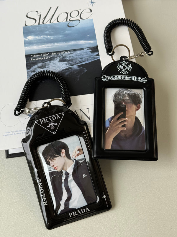 Kpop Black Aesthetic Card Holder | Gothic Cross Heart Design | Fanmade Photocard Case | Stylish Gift for Fans