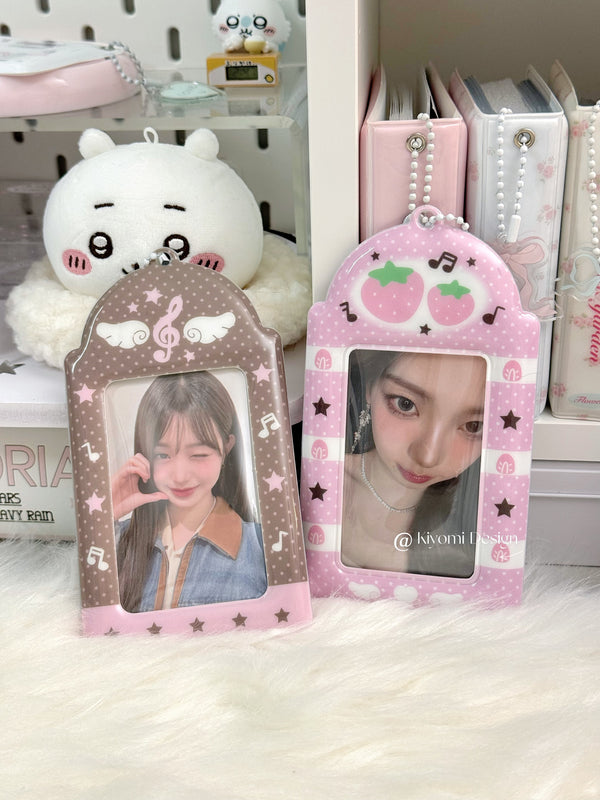 Strawberry & Music Note Photocard Holder – Cute K-pop Card Case