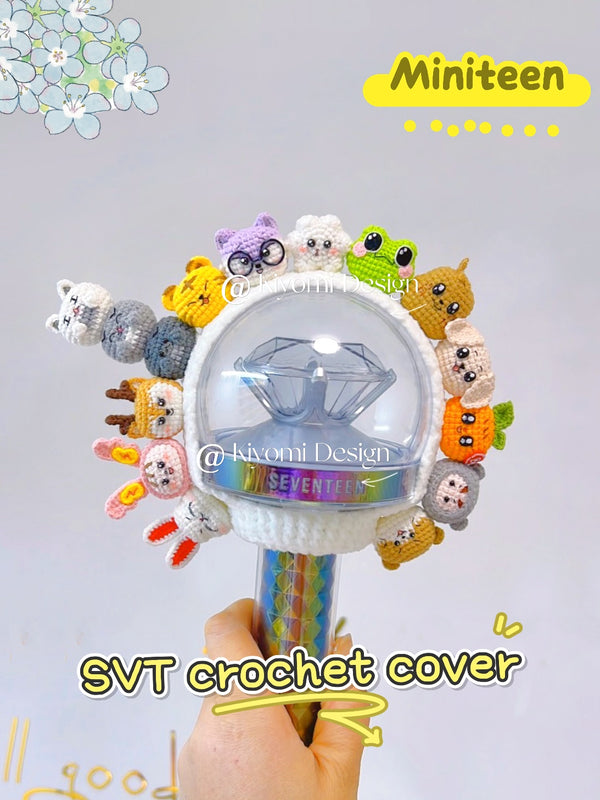 Seventeen lightstick OT13 crochet cover Miniteen-inspired Caratbong | concert deco merch accessories | Wonwoo Hoshi Woozi DK Dino Scoups